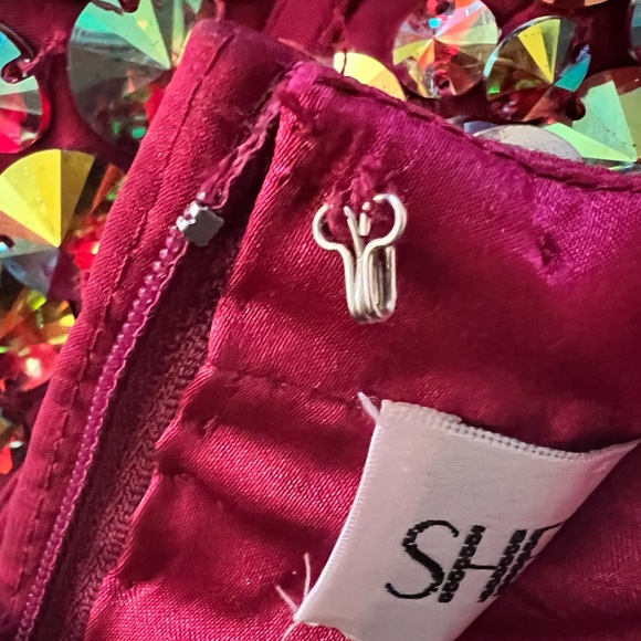 Sherri Hill Hot Pink Strapless Corset Embellished Tulle Formal Dress (Sz 8) - Picture 9 of 16